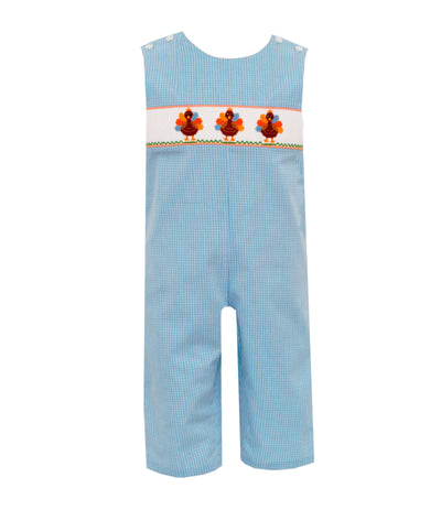 Clearance - Petit Bebe- Turkey Long Jon Jon- Blue Window Check