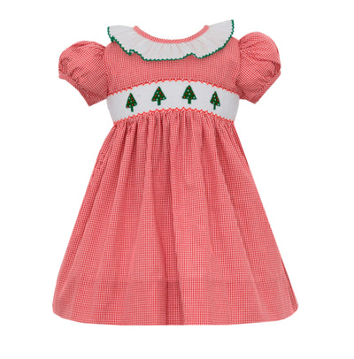 Clearance - Petit Bebe- Christmas Tree Dress- Red Gingham